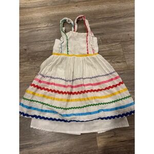 Rare Editions Girls White Swiss Dot Rainbow Ric Rac Trim Sundress Size 5 S317813